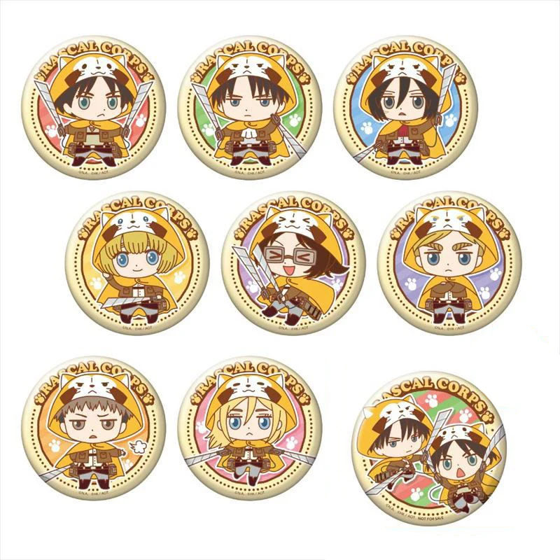 Attack on Titan Anime Badge Eren Levi Armin Arlelt Erwin Smith Jean Krista Hans Cute Metal Badge Brooch Pins