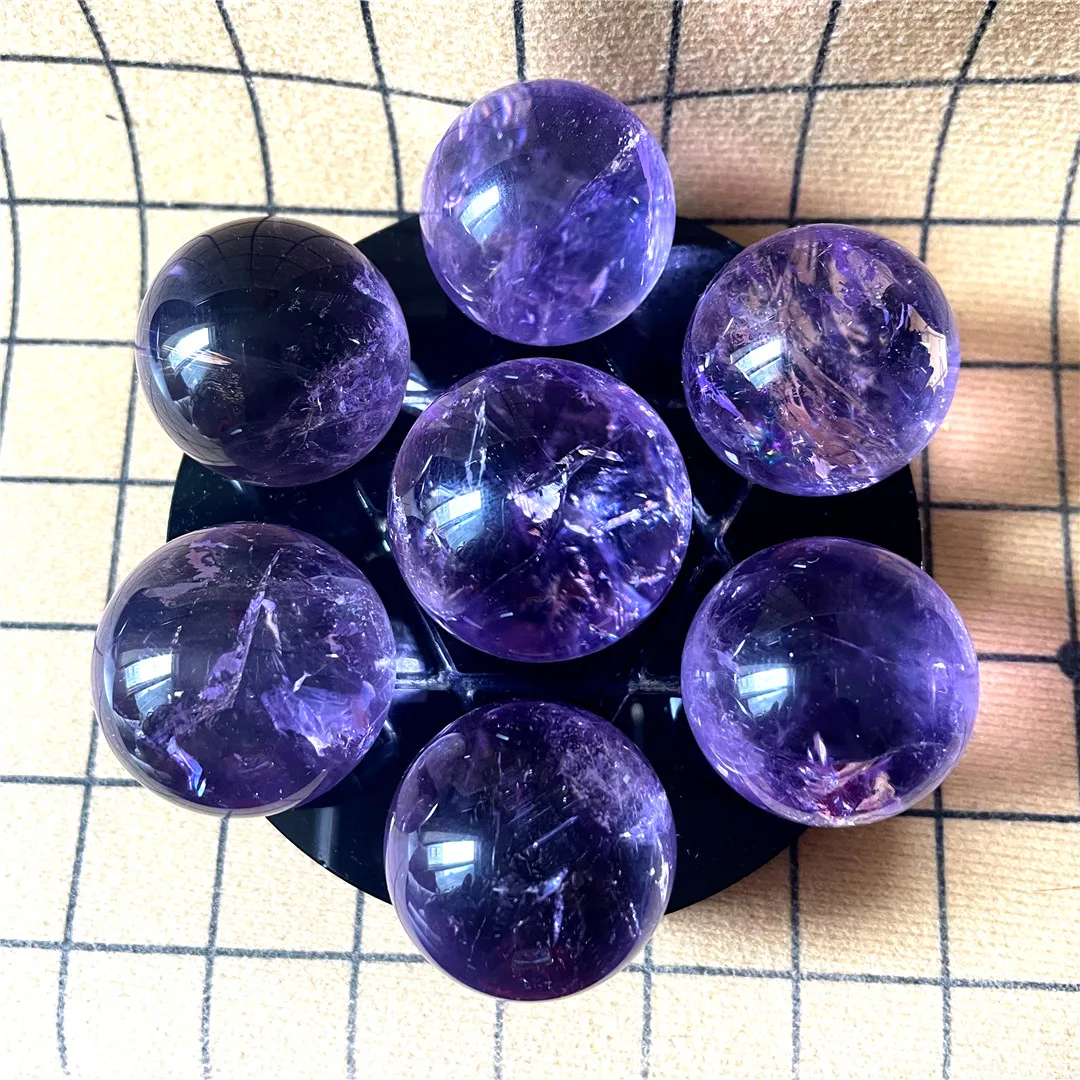 

3.5-4CM Natural Guardian Amethyst Ball Gemstone Polished Craft Gifts Purple Quartz Crystal Stone Sphere Healing Home Decoration