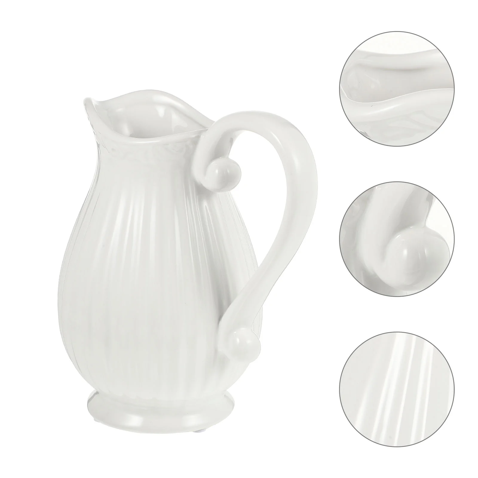 

Vase Ceramic Flower Pitcher White French Water Decorative Rustic Farmhouse Fake Handle Countryside Vintage Potsjug Country Mini