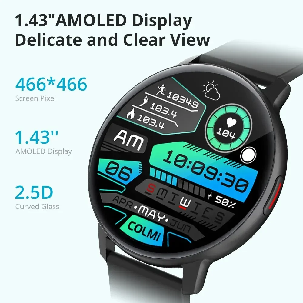 Фото Умные часы 2024 — AMOLED-экран 1,43 дюйма, 100 спортивных режимов, длительный дисплей — для мужчин, женщин, мониторинг здоровья, компьютер №2