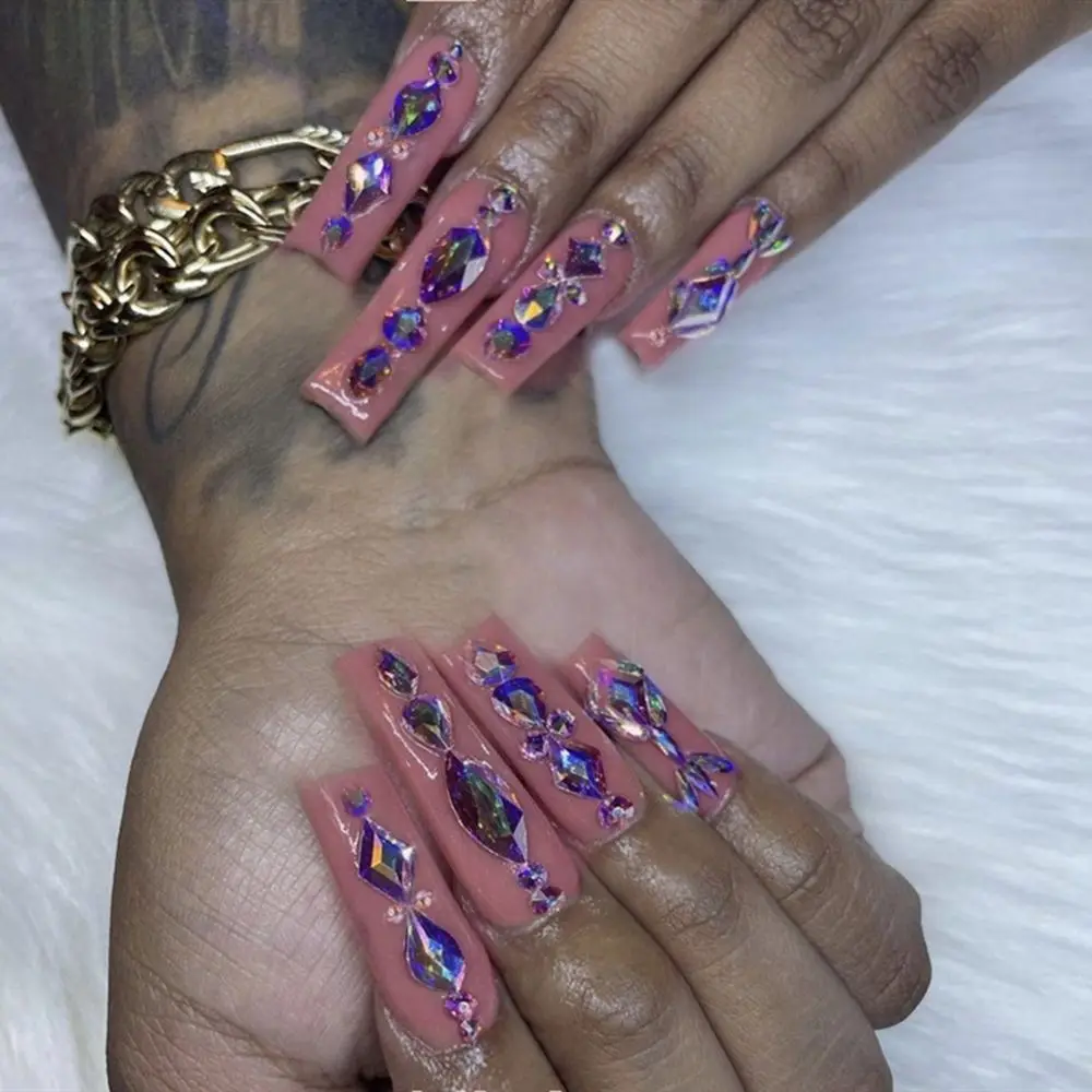 

24pcs/Box Ballerina Full Cover Manicure Tool Artificial Nail Tips Fake Nails Glitter Coffin False Nails Wearable