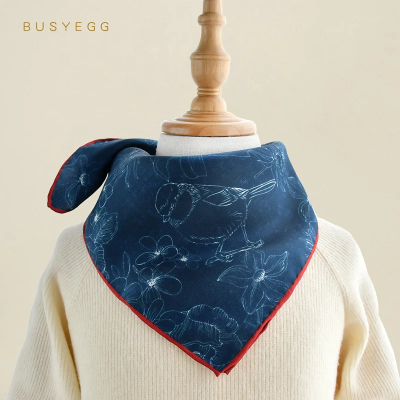 

Deep blue 50cm small square scarves kids 100% natural silk children fashion neck scarf handkerchief boys real silk spring