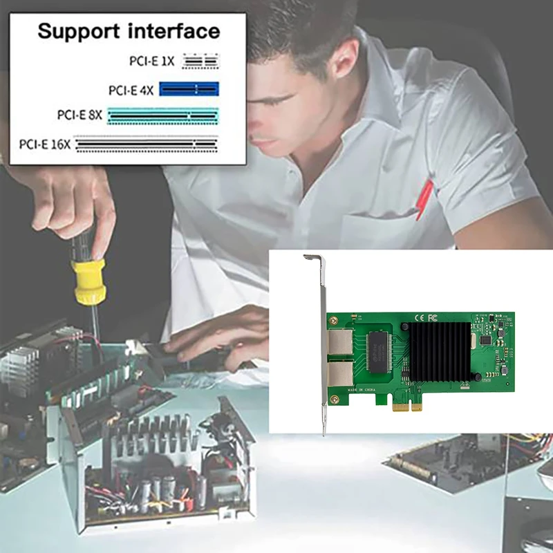 PCI-E X1 NH82580 Двухпортовая гигабитная Серверная сетевая карта RJ45 1000 Мбит/с двойной