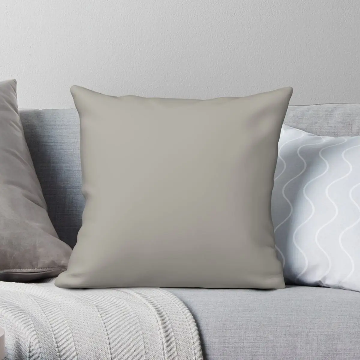 

Neutral Stone Grey Square Pillowcase Polyester Linen Velvet Pattern Zip Decor Throw Pillow Case Sofa Cushion Cover