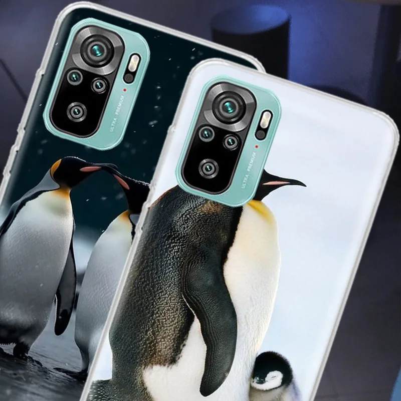 Чехол для телефона Penguins Love at the North Pole Xiaomi Poco X6 X5 X4 F4 GT X3 NFC F6 Pro 5G M5 M5S M4 M3 Mi F5 F3 F2 F1 Clear Cov