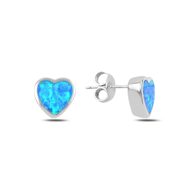 

Silver 925 Sterling Heart Opal Stone Earrings