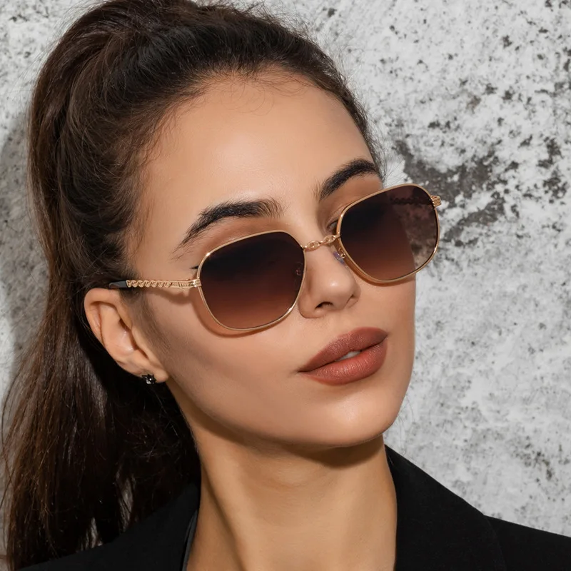 

Hexagon Men Women Sunglasses Square Polygon Sun Glasses Brand Designer Retro Shades Metal Frame Eyewear UV400 de sol hombre