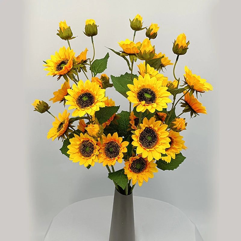 

Artificial Flowers Sunflower Bouquet Country Wedding Party Living Room Table Decoration And Accessories Fake Flower Arrangement