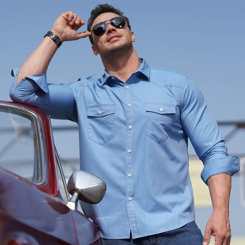 Solid Shirt For Men Plus Size Oversized Shirt Business Work Wear Long  Sleeve Blouses Male Tops Camisa Formal Ropa Casual Hombre