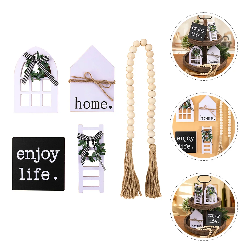 

Farm Pastoral Tray Decoration Set Farmhouse Decorations Tiered Sign Wood Boxwood Rustic Table Centerpiece Kitchen Themed