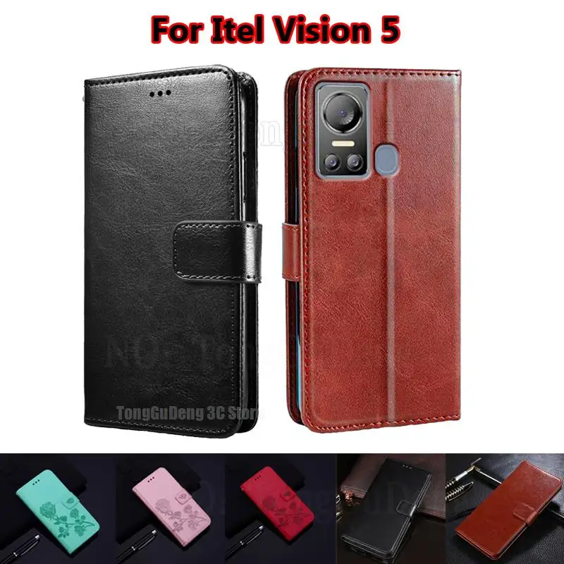

чехол на Itel Vision 5 Wallet Case Leather Flip Case Phone Funda Shell Cover For Carcasa Itel Vision 5 Vision5 6.6" Mujer Hoesje