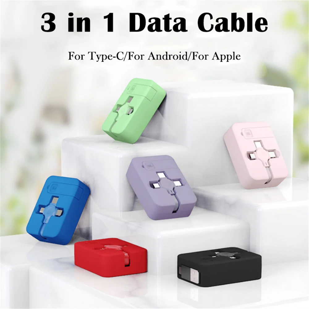 

Кабель usb-c, для iPhone и Android, 1 м, мобильный телефон в 1, выдвижной, с креативным держателем, с функцией быстрой зарядки, для передачи данных