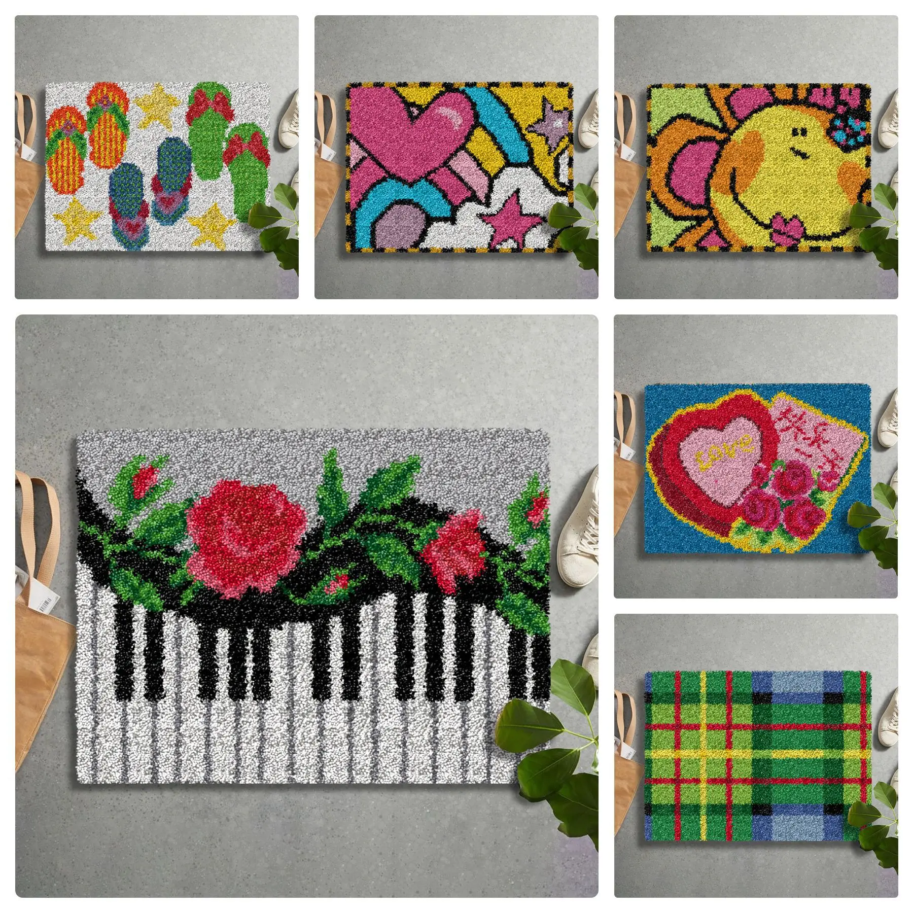 

Latch Hook Rug Crocheting Cushion Mat DIY Carpet Rug Kовровая Bышивка Hабор