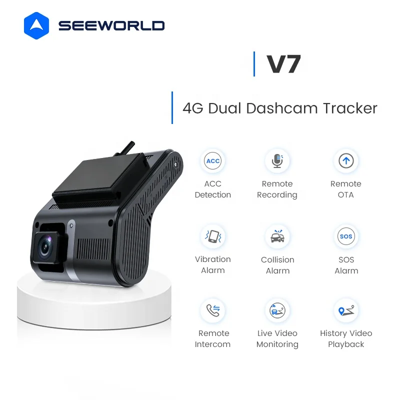 Видеорегистратор SEEWORLD V7 1080P для прямой трансляции с двухканальной камерой и GPS
