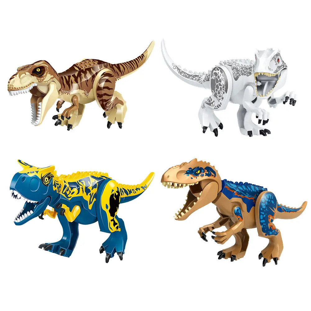 

Locking Blocks Jurassic Dinosaurs Tyrannosaurus Rex Wyvern Velociraptor Stegosaurus Building Blocks Toys For Children Dinosaur