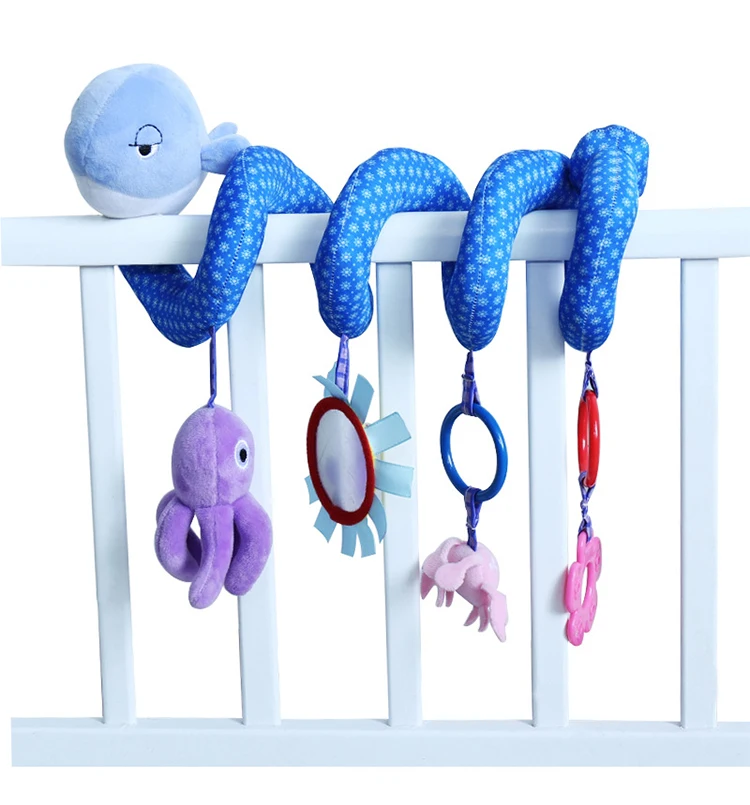 

Развивающие игрушки-погремушки для малышей, подвесные спиральные погремушки, мягкие набитые киты, Детские кулон коляска, Мультяшные животн...