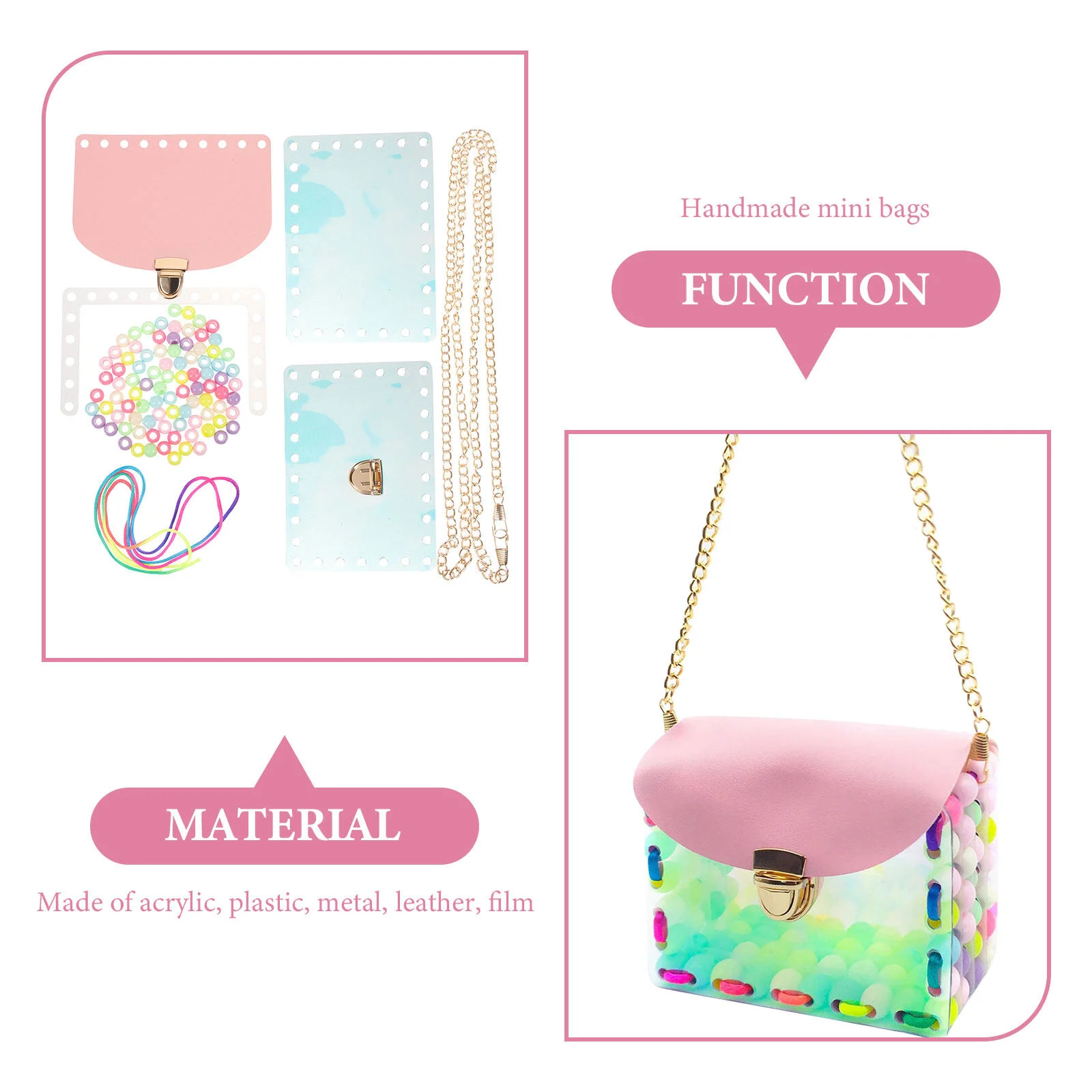 Mini Accessories Crafts Handbag Making All Beginner Handmade Beads DIY For Gift Material Metal Crossbody Kit Shoulder Accessory