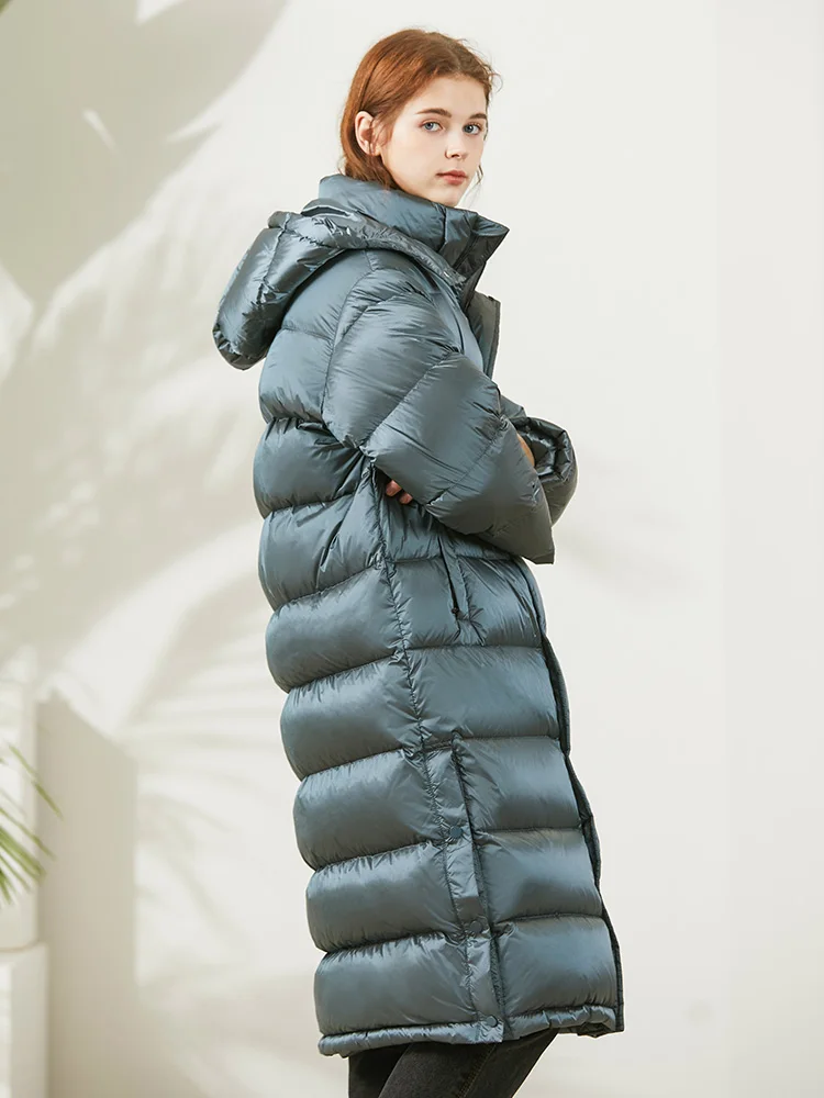 Miccbeirn Winter 90 White Long Duck Down Coat With Hooded For Women Black Green Red Warm Jacket ZHJ82688