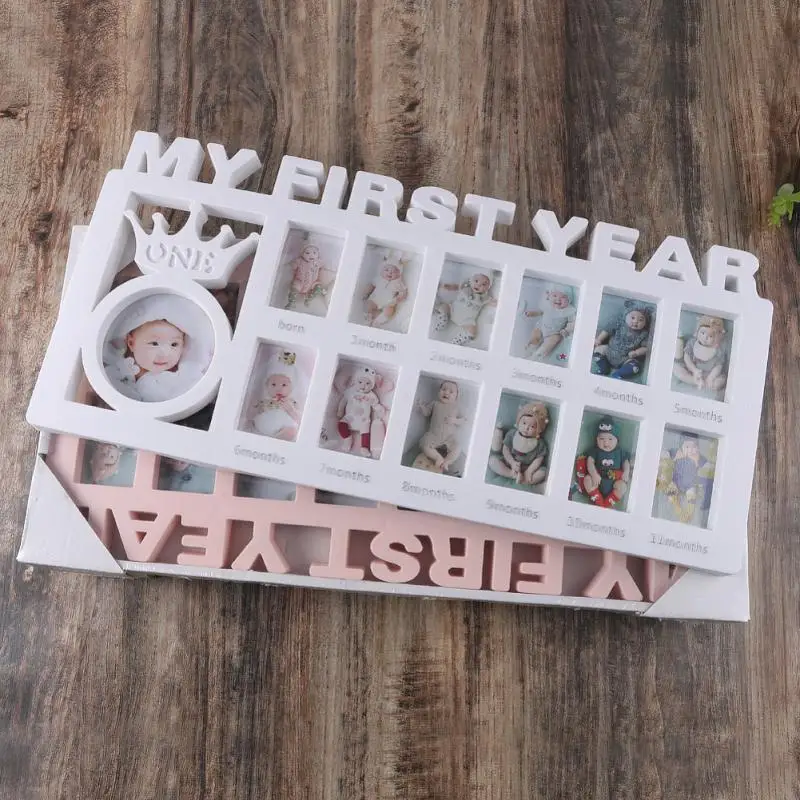 

Creative DIY 0-12 Month Baby "MY FIRST YEAR" Pictures Souvenirs Commemorate Kids Growing Memory Gift Display Plastic Photo Frame