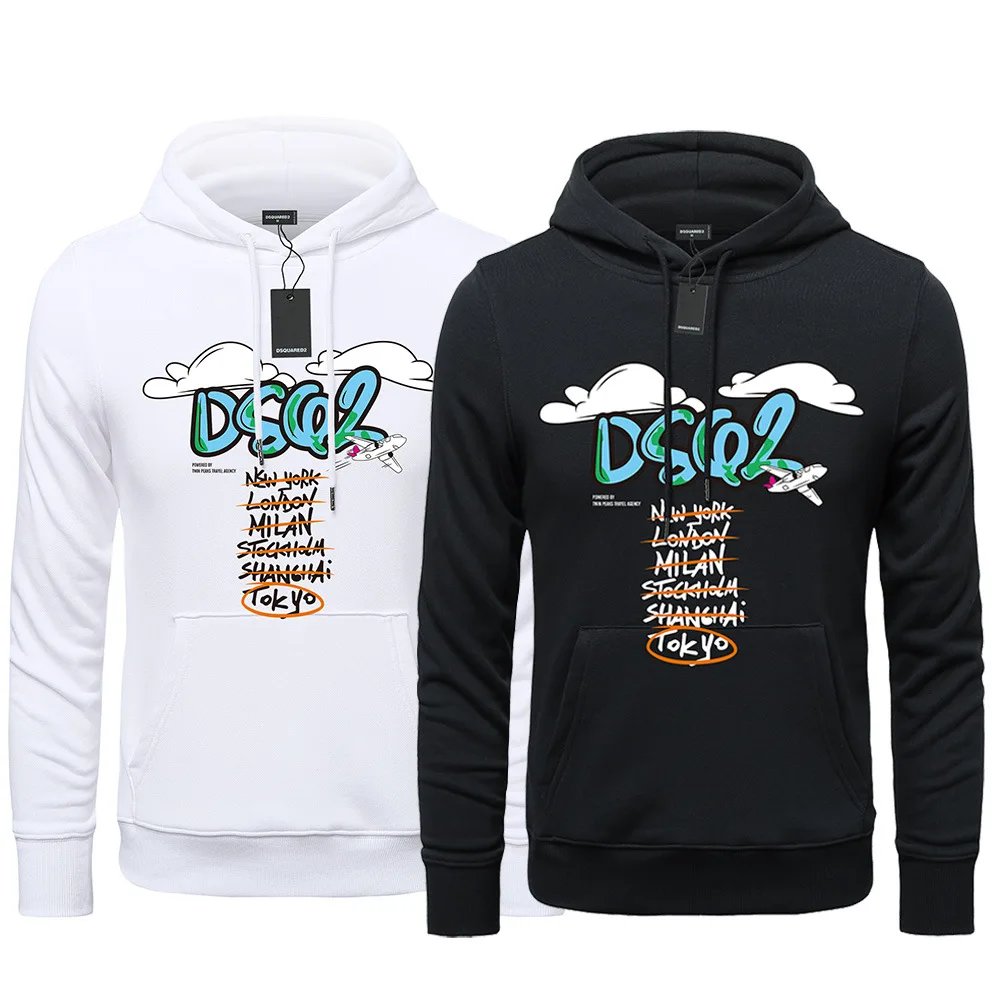 

Men's New Dsquared2 Brand Hooded Sweatshirt Boys Girls Couples Casual Printed Letters Hoodie Sweatshirts Size S-3XL