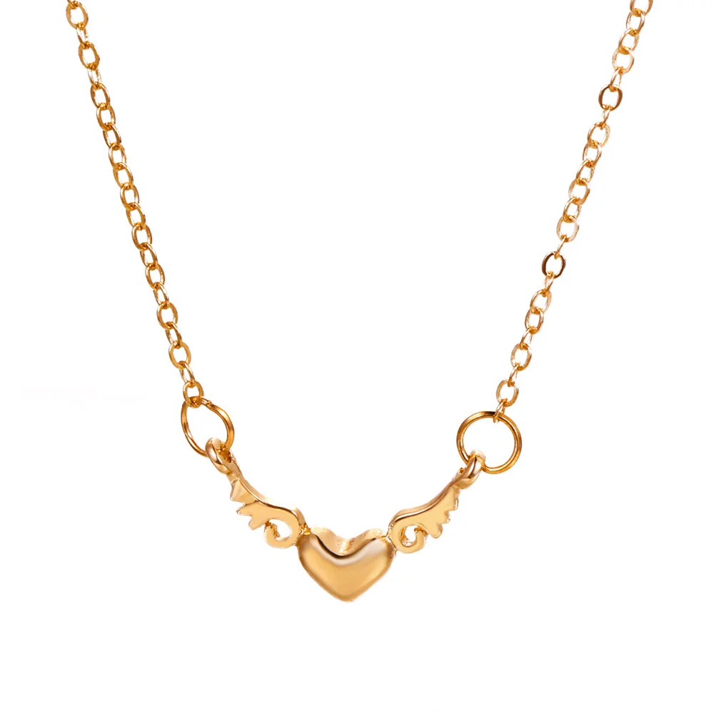 

Simple Angel Wings Heart Necklace for Women Girls Fashion Heart Shaped Charm Choker Necklace DIY Jewelry Accessories Gifts 2023