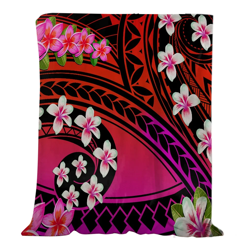 

CLOOCL Fashion Flannel Blankets Polynesia Frangipani Tattoo Pattern Throw Blanket Summer Keep Warm Air Conditioner Quilts