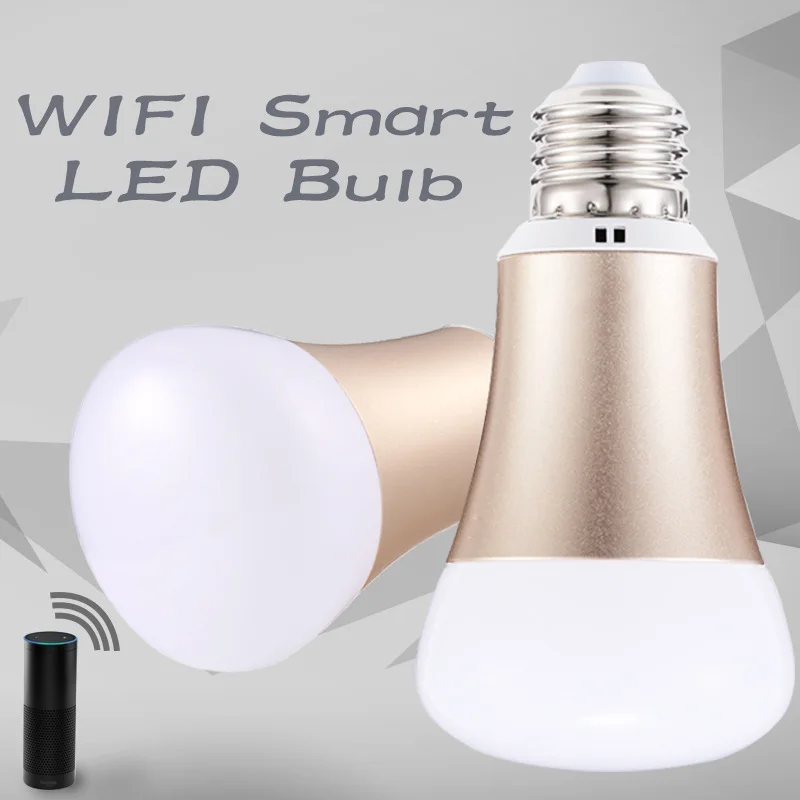 

Умная лампа с Wi-Fi, 5 Вт, с голосовым управлением, лампочка с Wi-Fi, умное домашнее освещение, светодиодная лампочка E27 с регулируемой яркостью и изменением цвета
