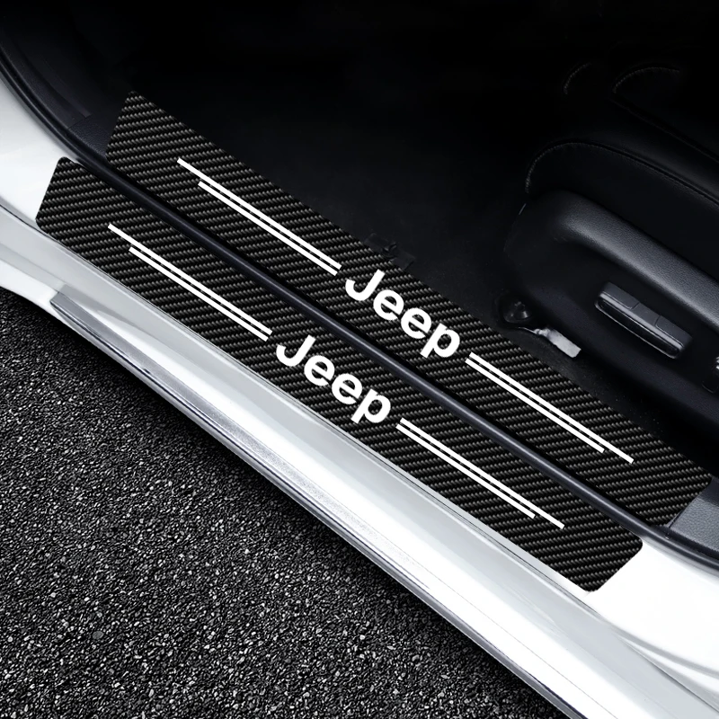 

4 PCs Car Door Sill Door Threshold Plate Cover Anti-scratch For JEEP Grand Cherokee Commander Renegade Wrangler Compass Patriot