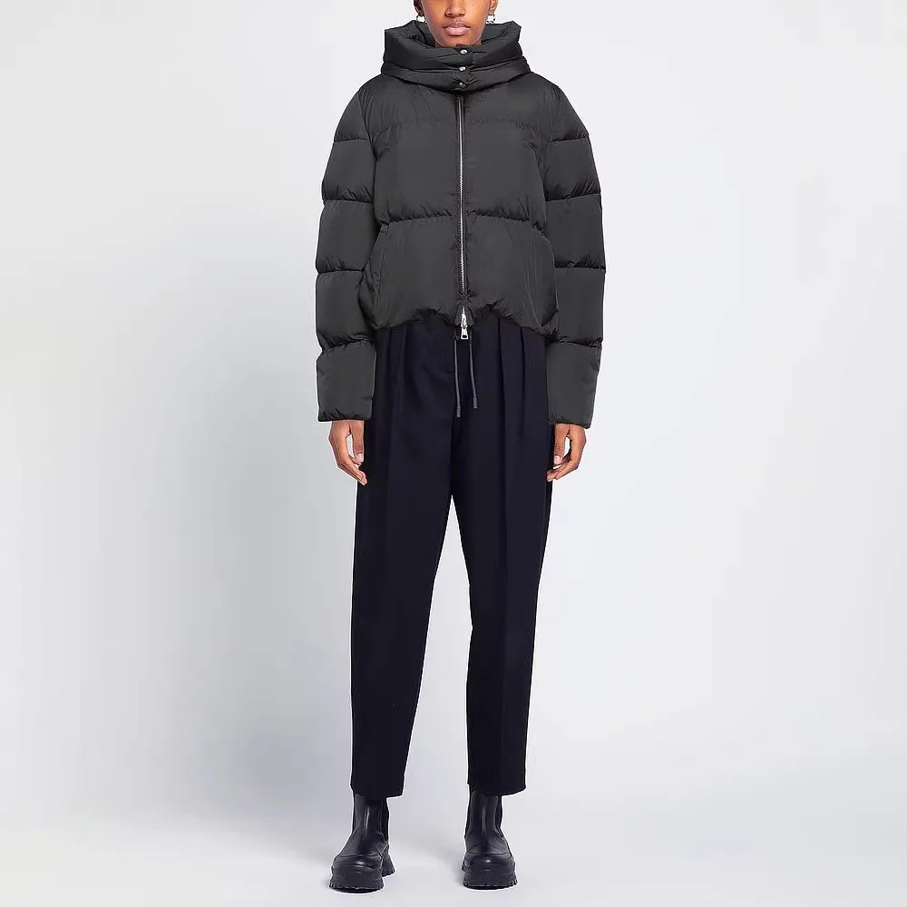 

Winter new women's high neck collar hooded thickened warm down jacket jacket y2k fashion high street embossed casual down jacket