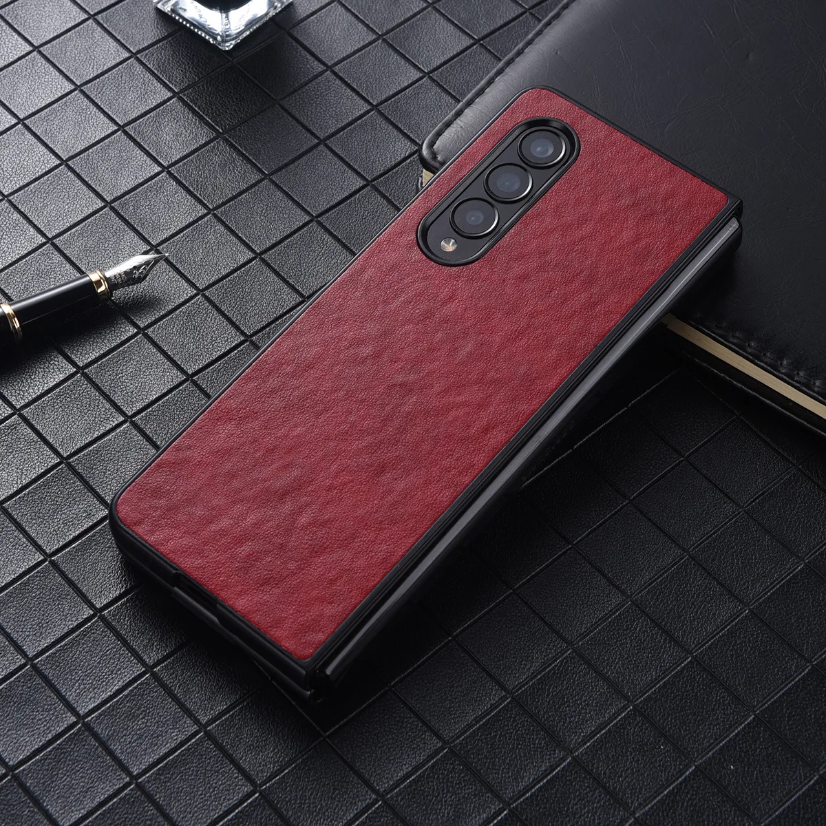 

For Samsung Galaxy Z Fold 4 Case PU Leather Protective Cover Crazy Horse Pattern