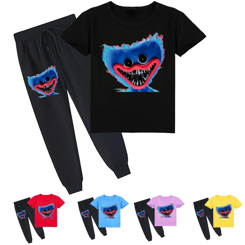 

Модная футболка с рисунком мака для игр, Детская летняя одежда, футболка с коротким рукавом для маленьких девочек, штаны для бега, комплект и...