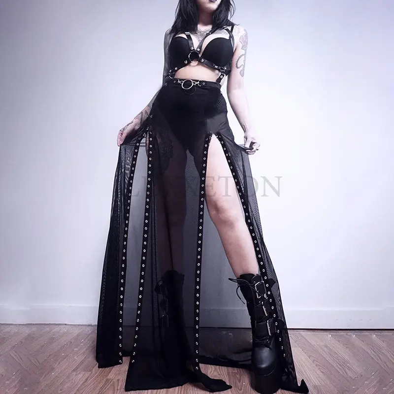 

Женская бархатная юбка с разрезом Goth, винтажная черная облегающая юбка с высокой талией и бантом, одежда в стиле панк для девушек