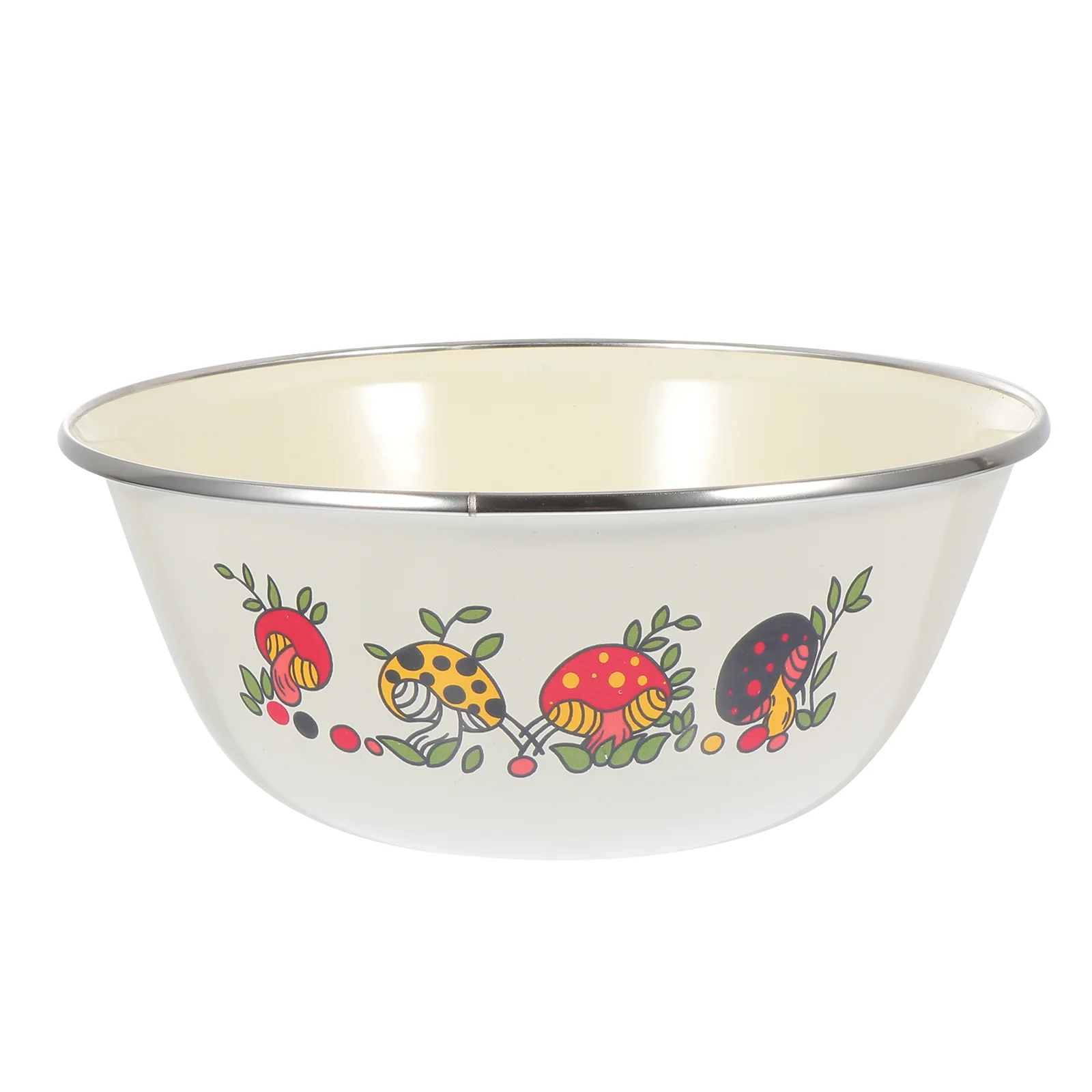 

2Pcs Iron Enamel Basins Thicken Household Bowls Versatile Bowls (Beige)