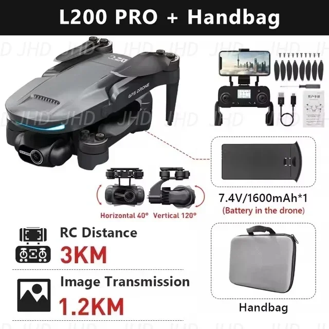 JHD L200 PRO MAX Дрон GPS Бесщеточный двигатель 4K HD Профессиональный FPV Квадрокоптер