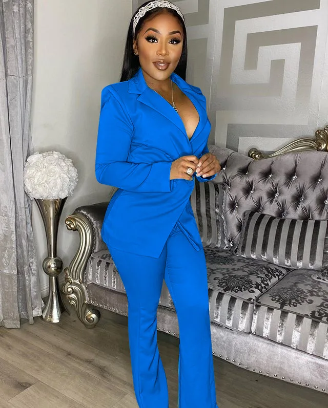 

HAOOHU Women's Set Long Sleeve Blazer Pants Suit Office Ladies Tracksuit Two Piece Set Fitness Outfits Autumn Winter Streetwear