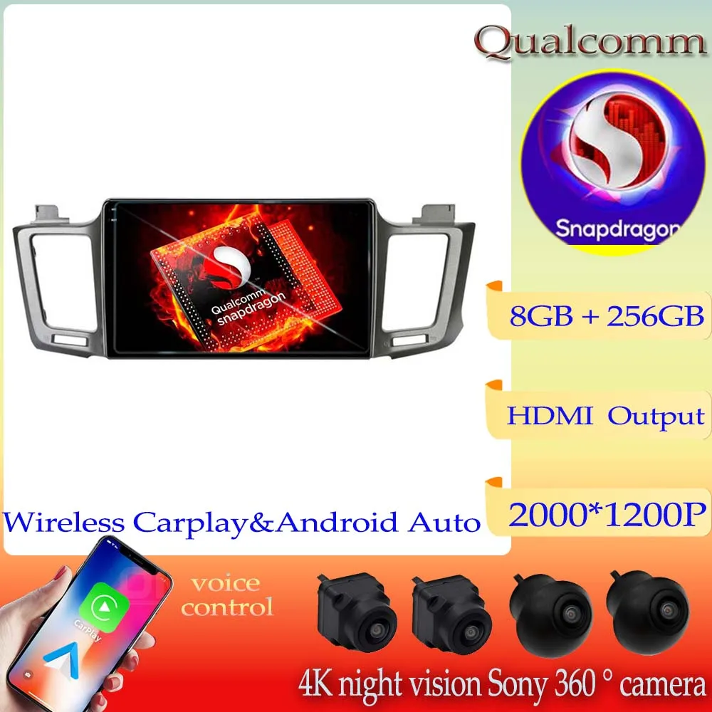 Фото Автомобильный мультимедийный плеер Qualcomm Snapdragon Android13 10,1 ''для Toyota RAV4, радио, DVD 2014-2018, Carplay, GPS-навигация, BT №1