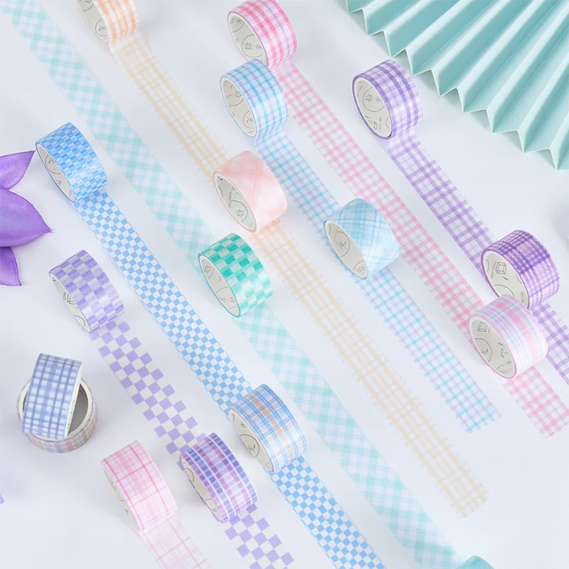 

8 Psc/box Colorful Plaid Masking Washi Tape Ins Basics Art Decorative Adhesive Tape Diy Scrapbooking Sticker Label Stationery