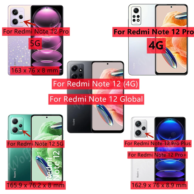 6-in-1 For Redmi Note 12 Glass Redmi Note 12 4G Full Cover Glue 9H Screen Protector Xiaomi Redmi Note 12 Pro Plus 5G Lens Glass