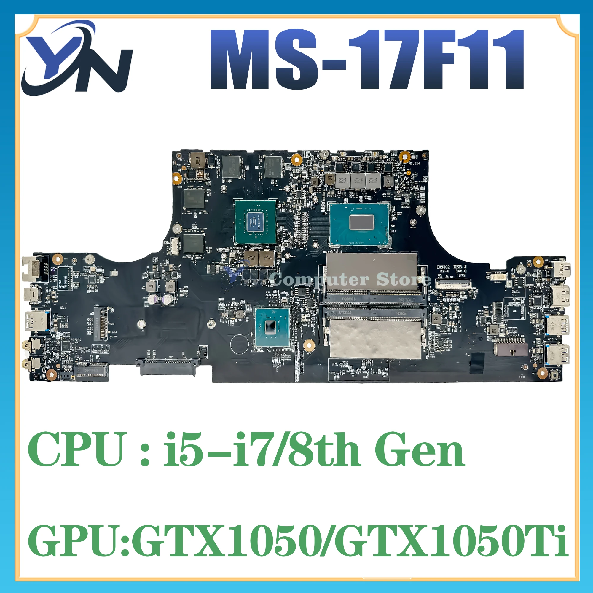 

MS-17F11 Mainboard For MSI GF75 THIN 8RC MS-17F1 Laptop Motherboard W/i7-8750H i5-8300H CPU GTX1050/1050Ti 100% TEST OK
