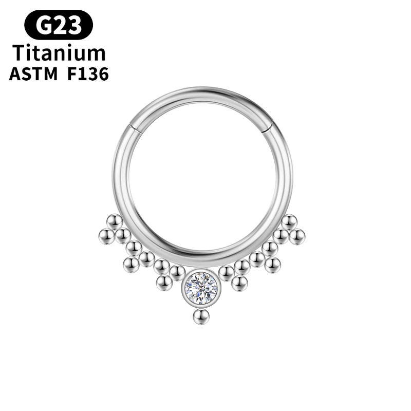 

G23 Titanium Piercing Cartilage Bards Zircon Hinge Segment Tragus Helix Body Jewelry Charming Earrings Women Clicker Accessories