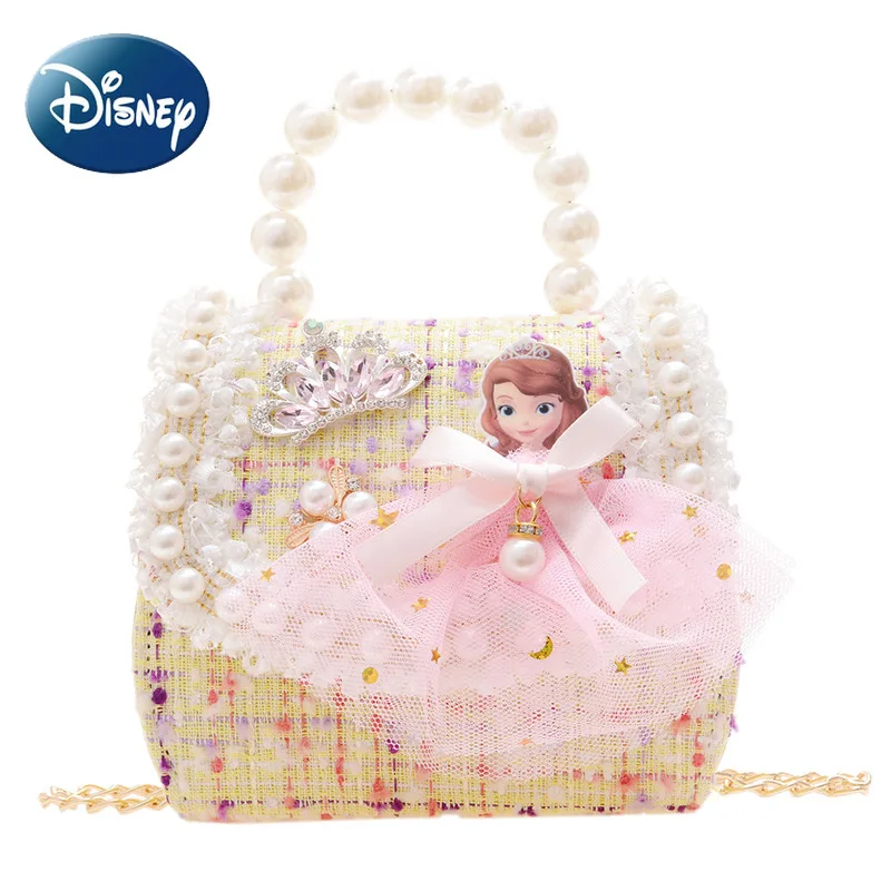 Disney Frozen Shoulder Bag for Girls Kids Handbag Children's Messenger Bag Pearl Portable Princess Crossbody Bag Free Shipping