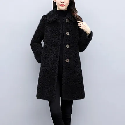 Winter Jacket Women Warm Faux Fur Lambswool Plush Coats Female Outerwear Korean Fashion Ladies Cardigans Long Sleeve Oversized