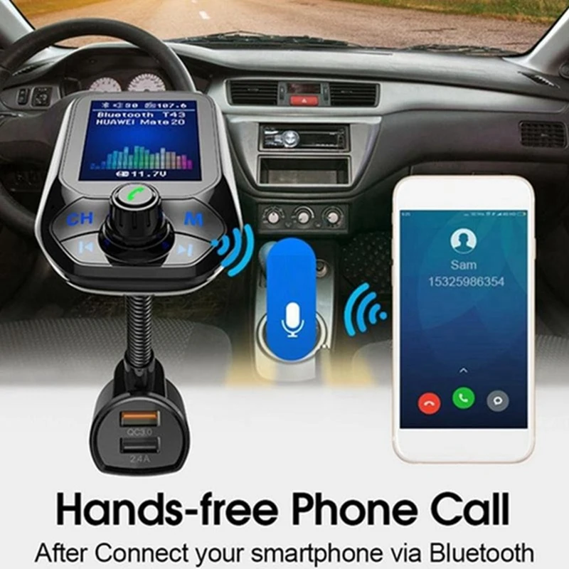 Автомобильный FM-трансмиттер с Bluetooth 5 0 USB mp3-плеер Беспроводная Автомобильная