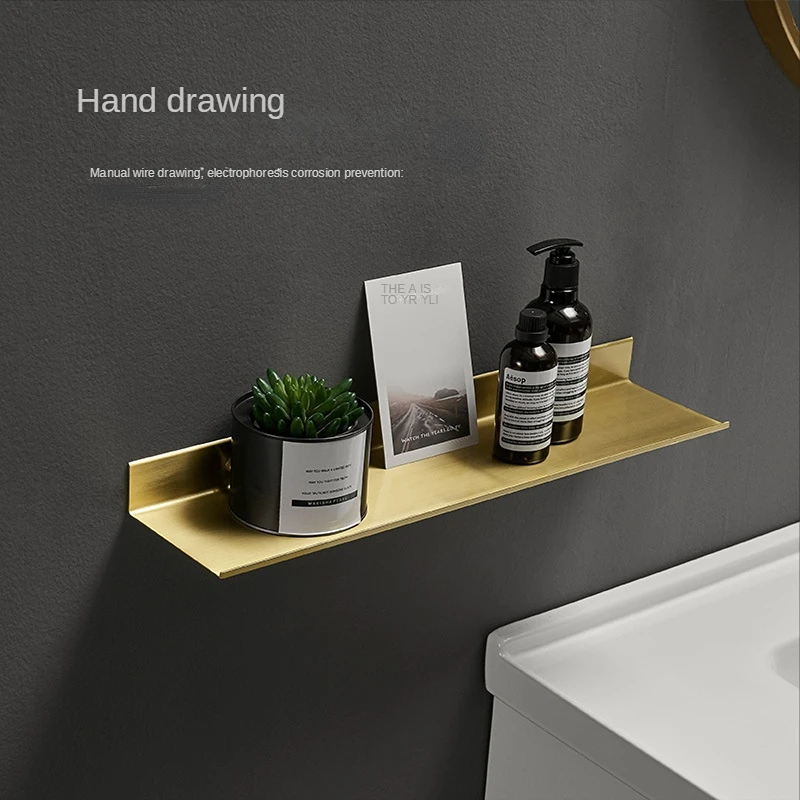 

Bathroom Shelf Accessories Brushed Gold Aluminum Tray Toilet Wall Hanging Cosmetic Storage Rack Shower Room Shower Gel Rack