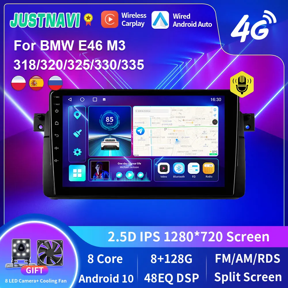 

JUSTNAVI AI Voice 2 din Android автомобильная стереосистема для BMW E46 M3 318/320/325/330/335 Carplay 4G Автомобильный мультимедийный GPS 2din Авторадио