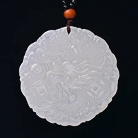 natural chinese white jade hand carved zodiac dragon pendant fashion boutique jewelry men and women necklace popular gift
