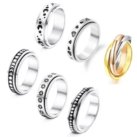 new cool stainless steel rotatable men couple ring star moon sun spinner chain titanium wedding band for women punk jewelry gift