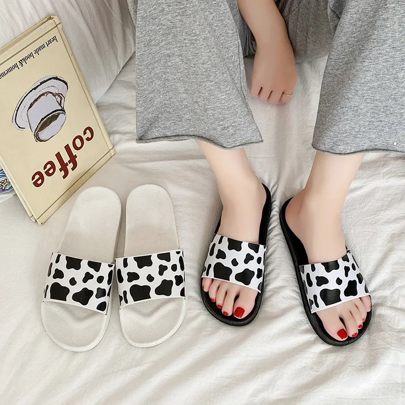 

Indoor Slippers Women Summer New Cow Stripe Couple Slippers Soft Bottom Home Sandals Non-slip Bathroom Slippers Hotel Slippers