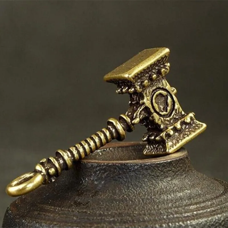 

Rare Chinese Art old Brass Thread handle hammer toys figure pet antique Ornament