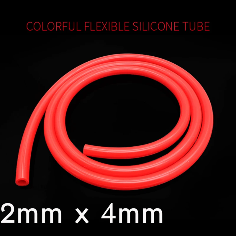 

2x4 Silicone Tube ID 2mm OD 4mm Flexible Rubber Hose Thickness 1mm Fo Grade Soft Milk Drink Pipe Water Connector Colorful